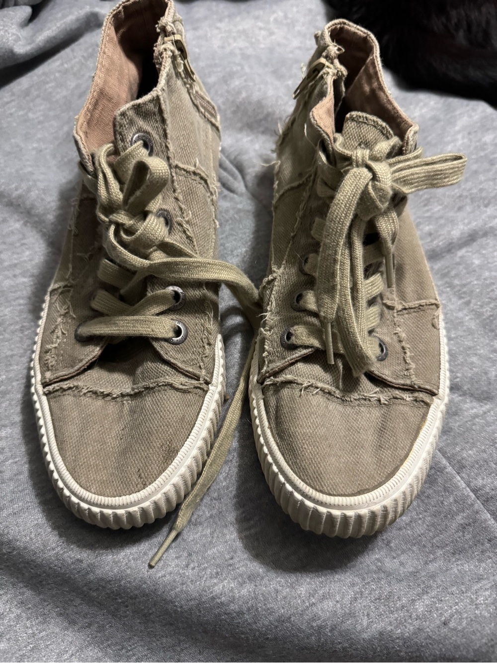 Blowfish Malibu High Top Sneakers – Size 8.5 – Olive/Khaki Distressed Canvas